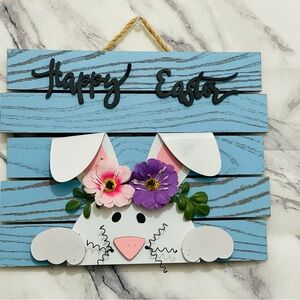 Easter Bunny Wall Decor with Flowers